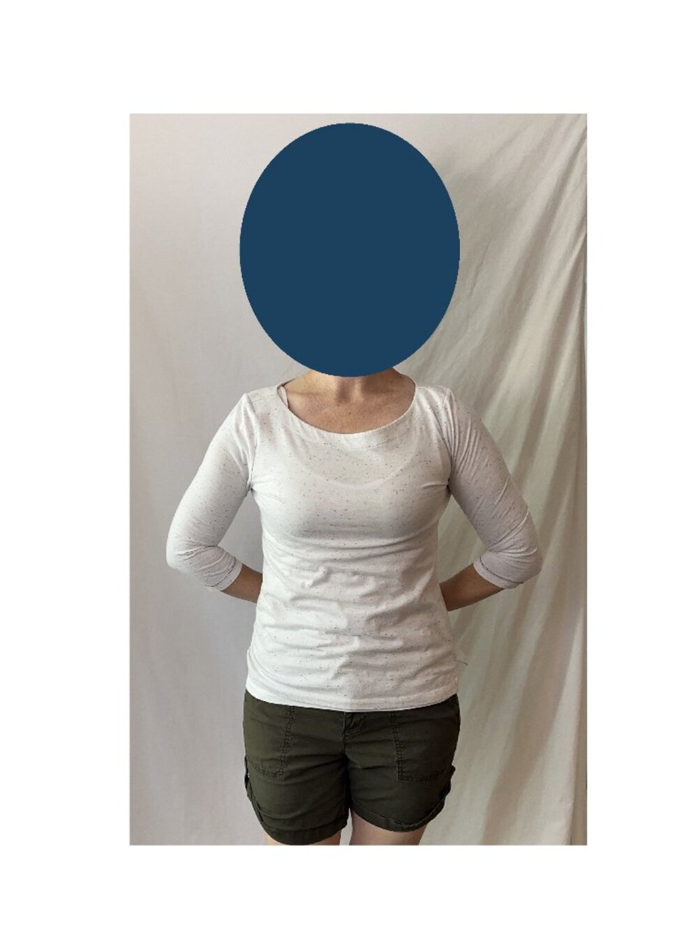 Loft White Speckled Cotton Boatneck Top - 3/4 Sleeve - Soft (Size Small)